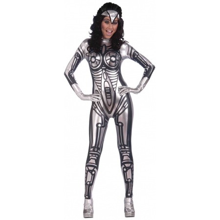 Silver robot jumpsuit for women