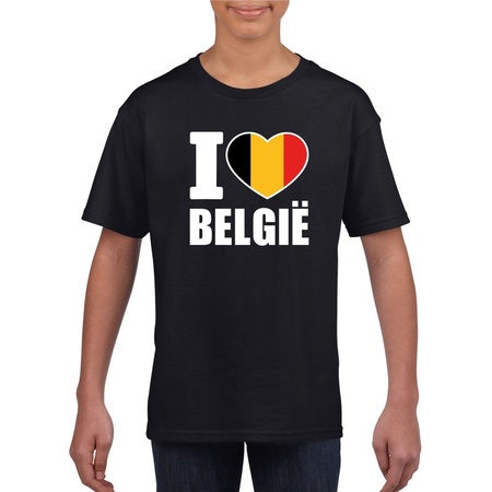 Zwart I love Belgie fan shirt kinderen