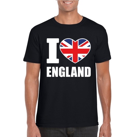 Zwart I love Engeland fan shirt heren