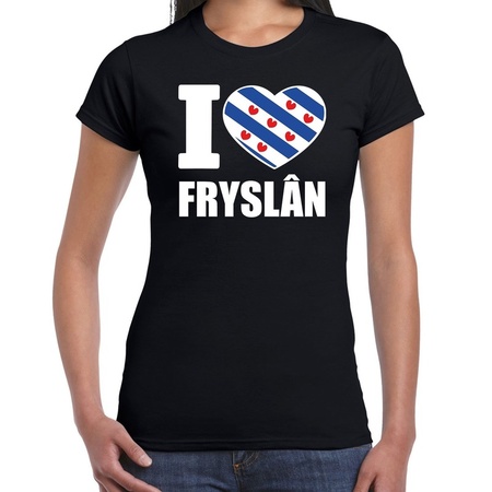 Zwart I love Fryslan t-shirt dames