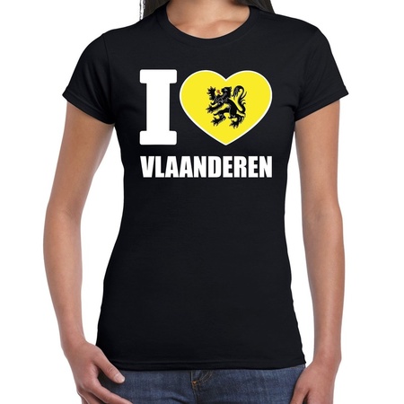 Zwart I love Vlaanderen t-shirt dames