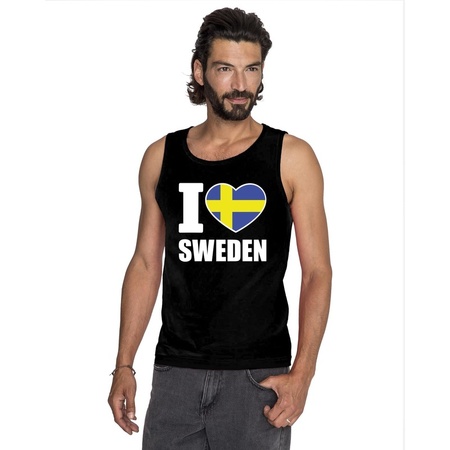 Zwart I love Zweden fan singlet shirt/ tanktop heren