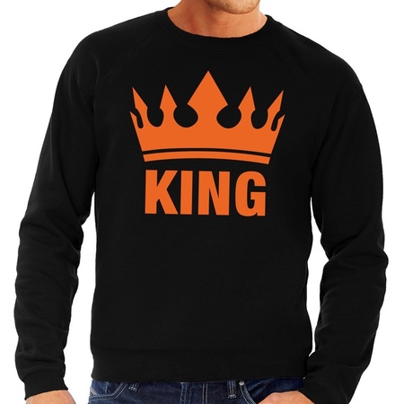 Zwart King en kroon sweater voor heren