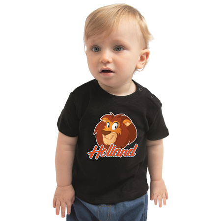 Black supporter shirt Holland with cartoon lion for babys