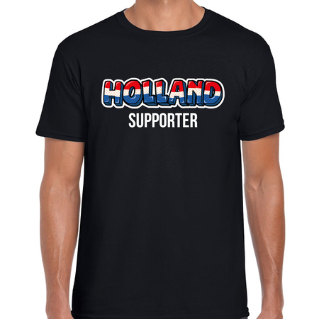 Zwart t-shirt Holland / Nederland supporter EK/ WK voor heren