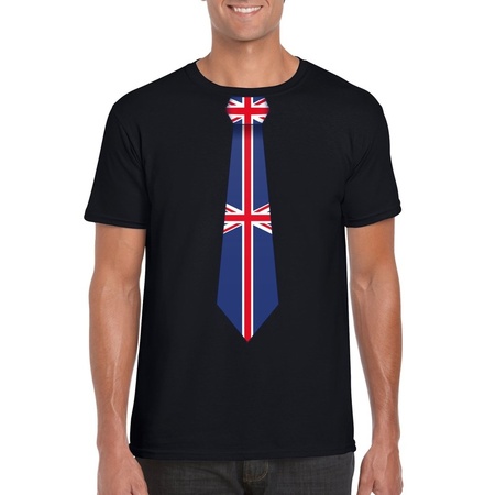 Black t-shirt with Great Britain flag tie men