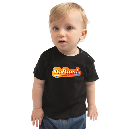 Zwart t-shirt met Nederlandse wimpel Holland supporter voor babys