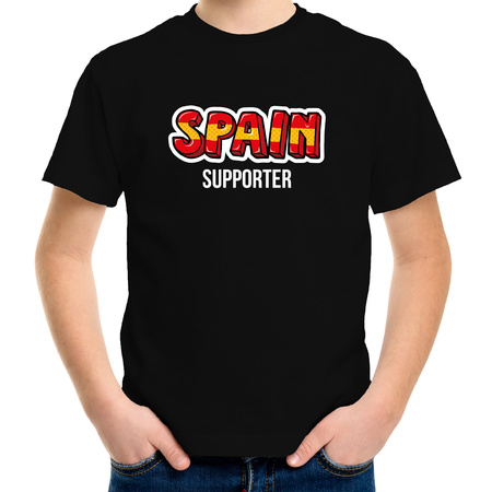 Black supporter shirt Spain supporter for kids