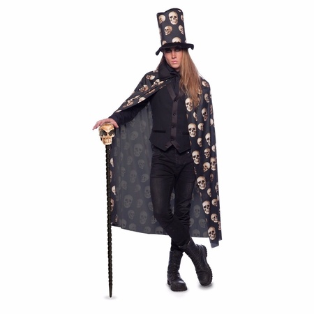Black cape skull with tall hat