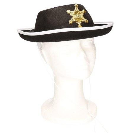 Zwarte cowboy/sheriff hoed voor kinderen