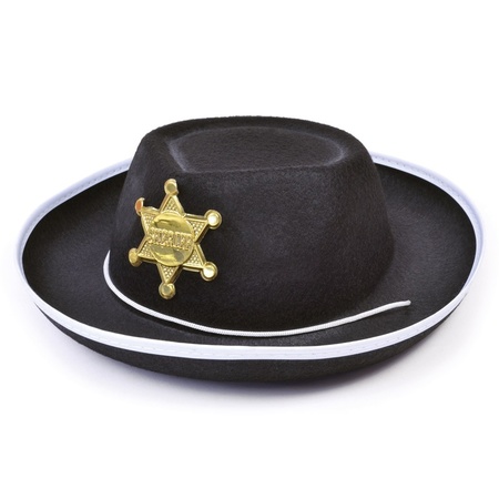 Zwarte cowboy/sheriff hoed voor kinderen
