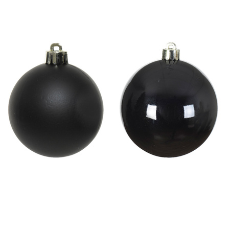 Zwarte kerstversiering kerstballenset 6x stuks van glas 8 cm