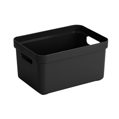 Opbergboxen/opbergmanden zwart van 13 liter kunststof met transparante deksel