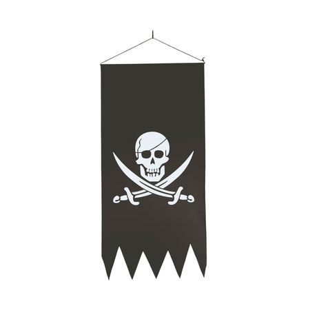 Black pirate banner with skull 86 cm