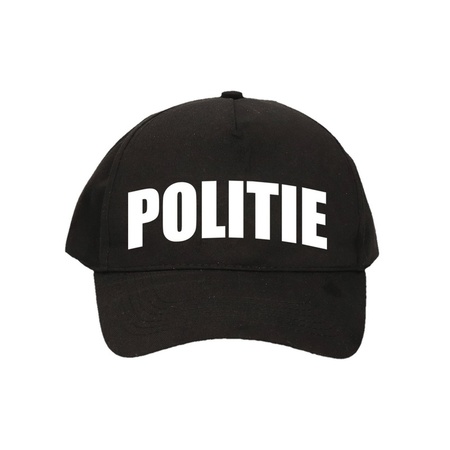 Carnaval police hat/cap - black - with 8-rings shots gun/sunglasses - for men/woman