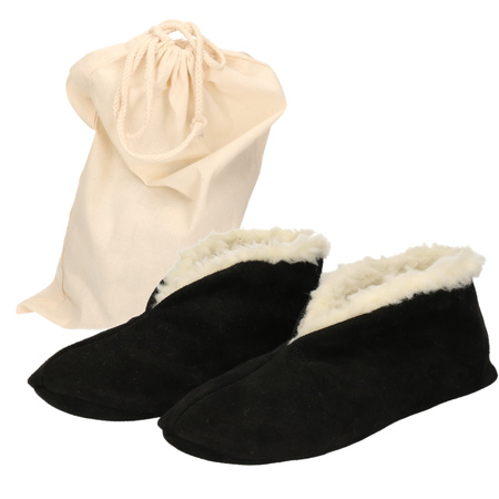 Black Spanish slippers of genuine leather / suede for women / men size 36 with storage bag