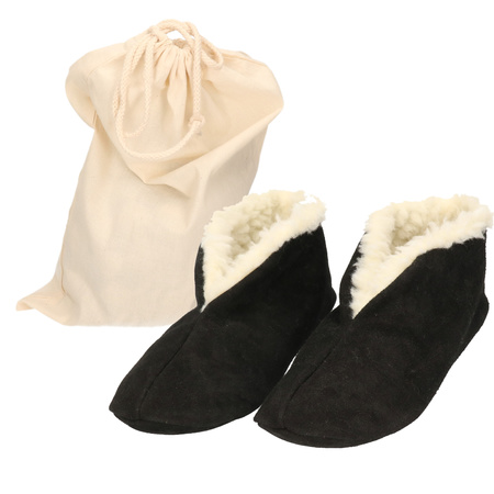 Black Spanish slippers of genuine leather / suede for women / men size 36 with storage bag