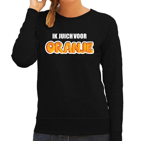 Zwarte sweater / trui Holland / Nederland supporter ik juich voor oranje EK/ WK voor dames