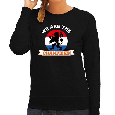 Zwarte sweater / trui Holland / Nederland supporter we are the champions EK/ WK voor dames