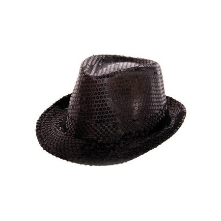 Toppers - Carnaval verkleed set glitter hoed en stropdas zwart